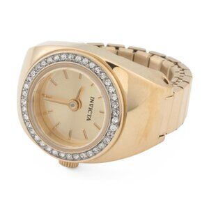INVICTA Womens Gold Stainless Steel Mini Ring Watch